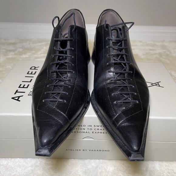 Vagabond Atelier Samira Lace-up Pointed Toe Shoes in Black, Size US 9 EU 39 - Picture 2 of 11